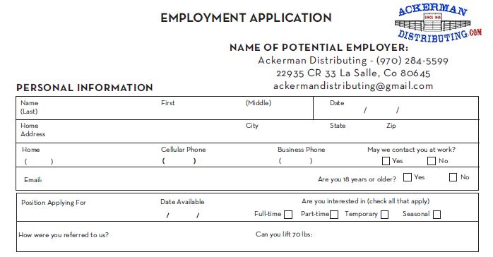 Click here to view, print, fill out a job application