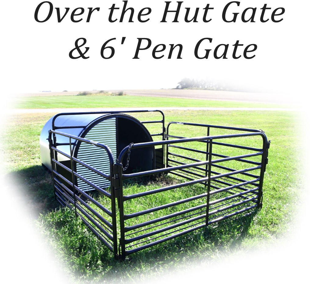 Port-A-Hut Small Shelter Half Front works well for feeder pigs, goats, sheep, calves, chickens, other small livestock - Over the Hut Gate