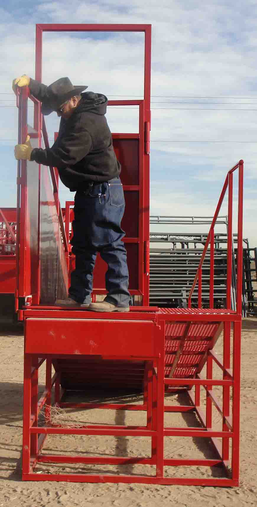 Titan 14' Stationary Loading Chute For Cattle With Catwalk Close One or Both