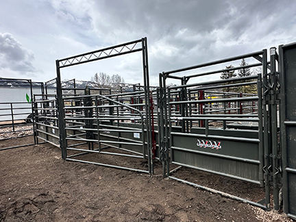 Custom 12' Drag Gate (Funnels into Stripping Chute above Shown with Half Sheeted Lead Ups - also Available with Open Panels)